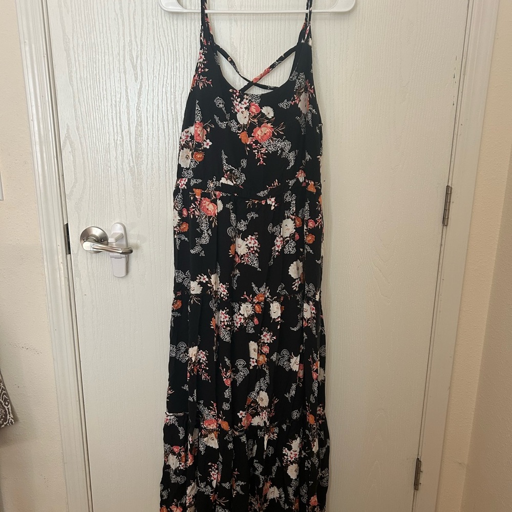 Torrid Black and Pink Sleeveless Maxi Sundress